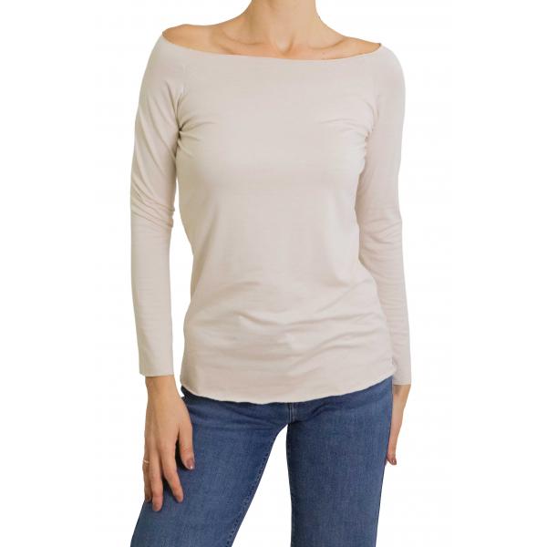 Maglia con scollo a scatoletta con manica lunga 